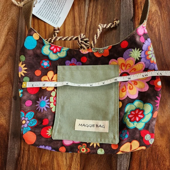 Colorful Handmade Maggie Bag Purse Long Canvas Strap Flowers Floral Pockets NWT - Picture 6 of 7
